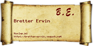 Bretter Ervin névjegykártya